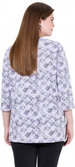 Ulla Popken Graphic Flower A-Line 3/4 Sleeve Tee Lavender - Tričká - 