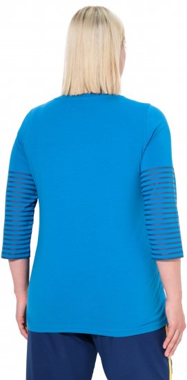 Ulla Popken Paper Boat Print 3/4 Sleeve Tee Pacific Blue - Potlačené tričká pre ženy - 