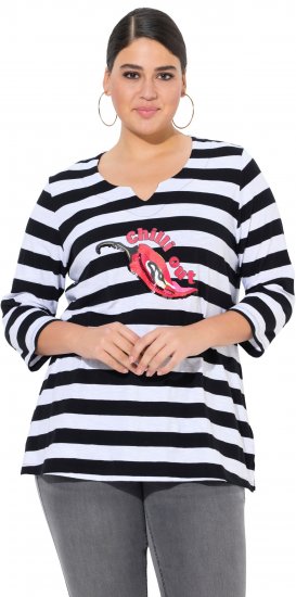 Ulla Popken Chilli Pepper Sequined 3/4 Sleeve Graphic Tee Black - Tričká - 