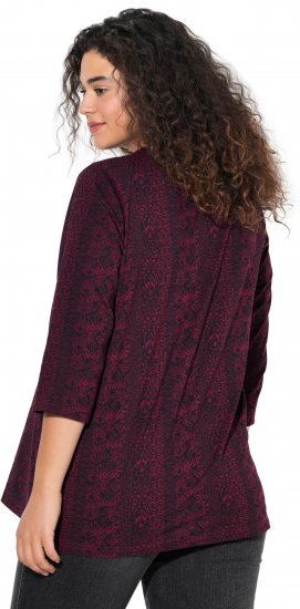 Ulla Popken Mixed Pattern Stripe 3/4 Sleeve Tee Black - Potlačené tričká pre ženy - 