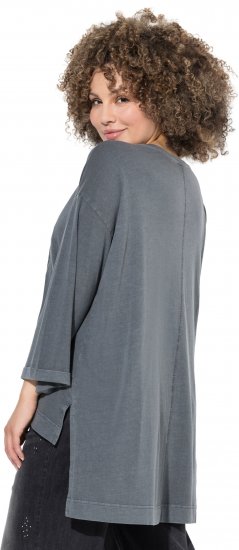 Ulla Popken 87 Applique Oversized Long Sleeve Tee Graphite Grey - Tričká - 