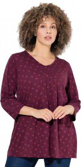 Ulla Popken Flower Print 3/4 Sleeve Tee Dark Ruby - Tričká - 