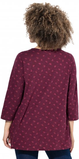 Ulla Popken Flower Print 3/4 Sleeve Tee Dark Ruby - Tričká - 
