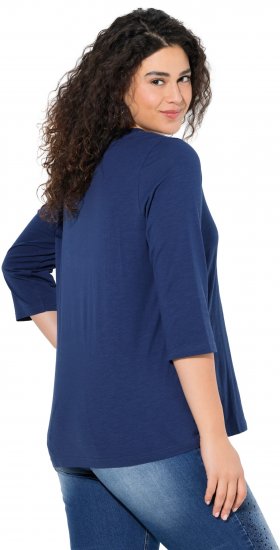 Ulla Popken Rebel 3/4 Sleeve Graphic Tee Ink Blue - Tričká - 
