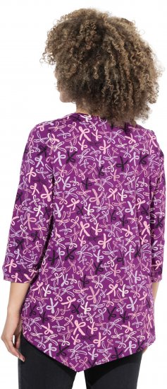 Ulla Popken Ribbon Print 3/4 Sleeve Asymmetric Tee Light Plum - Potlačené tričká pre ženy - 