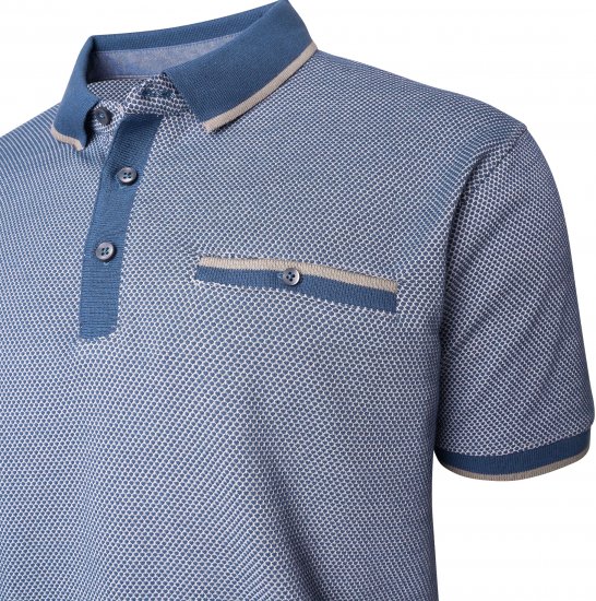 Kam Jeans 5525 Raised Dobby Fabric Polo with Tipping Indigo - Polokošele - Polokošele 2XL-8XL