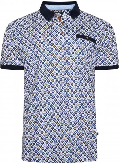Kam Jeans 5526 AOP Diamond Jersey Polo with Contracts Collar/Cuffs Navy - Polokošele - Polokošele 2XL-8XL