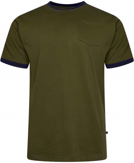Kam Jeans 5781 Ringer Tee with Shoulder Tape Dark Olive - Tričká - Nadrozmerné tričká - 2XL-14XL