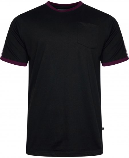 Kam Jeans 5781 Ringer Tee with Shoulder Tape Black - Tričká - Nadrozmerné tričká - 2XL-14XL