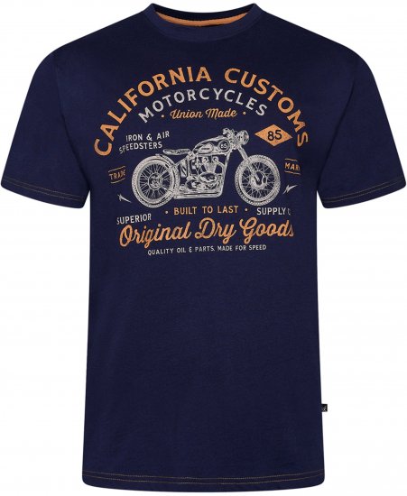 Kam Jeans 5787 California Customs Print Tee Navy - Tričká - Nadrozmerné tričká - 2XL-14XL