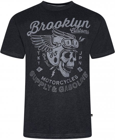 Kam Jeans 5788 Brooklyn Motorcycle Skull Print Tee Black - Tričká - Nadrozmerné tričká - 2XL-14XL
