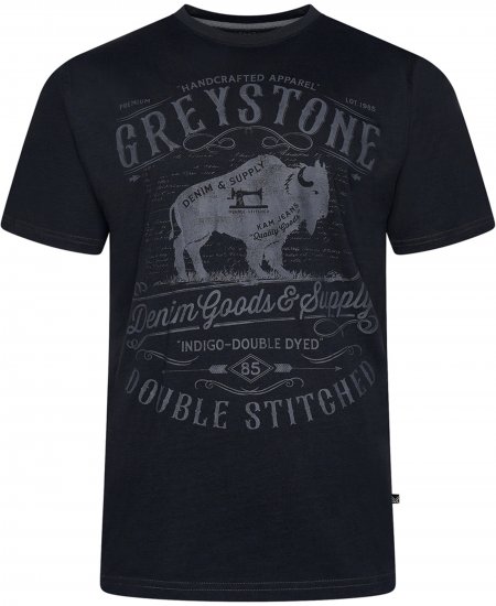 Kam Jeans 5790 Greystone Print Tee Black - Tričká - Nadrozmerné tričká - 2XL-14XL