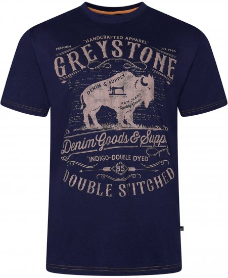 Kam Jeans 5790 Greystone Print Tee Navy - Tričká - Nadrozmerné tričká - 2XL-14XL