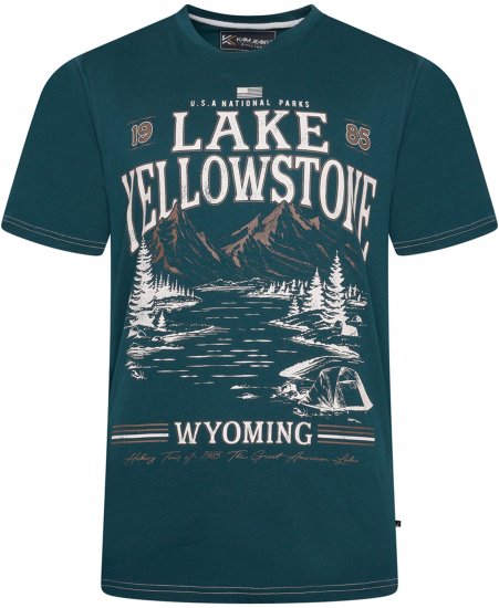 Kam Jeans 5792 Lake Yellowstone Print Tee Dark Sea - Tričká - Nadrozmerné tričká - 2XL-14XL
