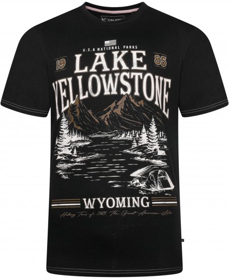 Kam Jeans 5792 Lake Yellowstone Print Tee Black - Tričká - Nadrozmerné tričká - 2XL-14XL