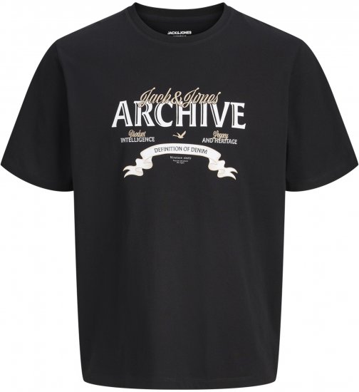 Jack & Jones Dover Denim O-Neck T-Shirt Black - Tričká - Nadrozmerné tričká - 2XL-14XL