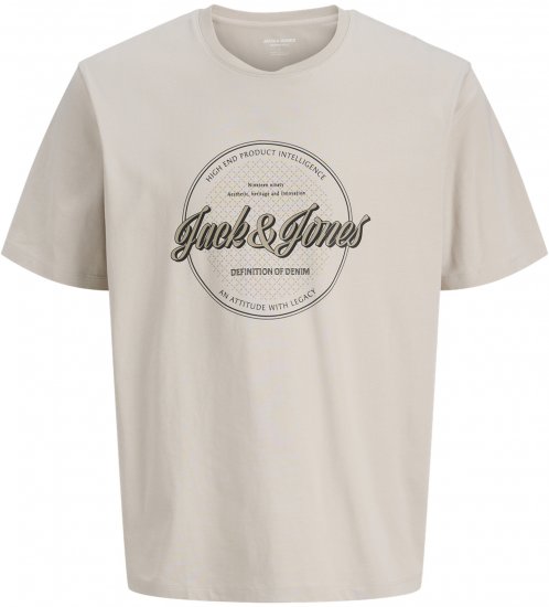 Jack & Jones Dover Denim O-Neck T-Shirt Moonbeam Grey - Tričká - Nadrozmerné tričká - 2XL-14XL