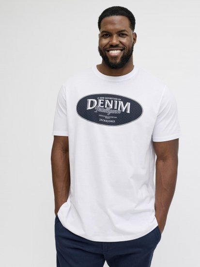 Jack & Jones Dover Denim O-Neck T-Shirt White - Tričká - Nadrozmerné tričká - 2XL-14XL