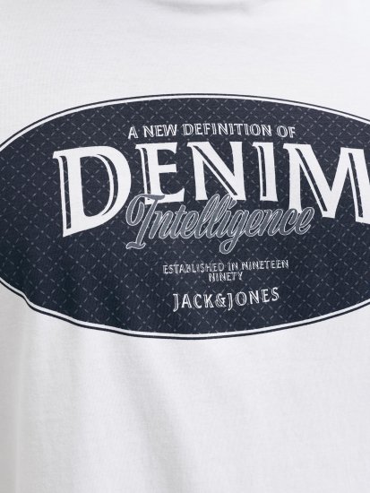 Jack & Jones Dover Denim O-Neck T-Shirt White - Tričká - Nadrozmerné tričká - 2XL-14XL