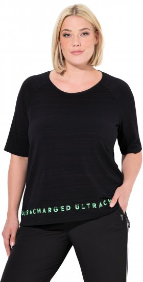 Ulla Popken Classic Fit Half-Sleeve Crew Neck T-shirt With Hem Inscription Black - Potlačené tričká pre ženy - 