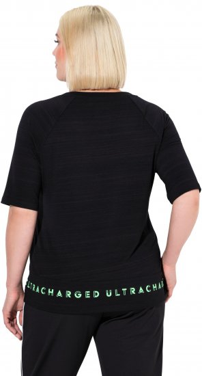 Ulla Popken Classic Fit Half-Sleeve Crew Neck T-shirt With Hem Inscription Black - Potlačené tričká pre ženy - 
