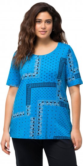 Ulla Popken Paisley A-Line Short Sleeve Tee Sapphire Blue - Potlačené tričká pre ženy - 