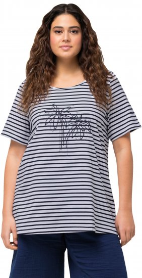 Ulla Popken Palm Tree Embroidered Tee Navy Blue - Potlačené tričká pre ženy - 