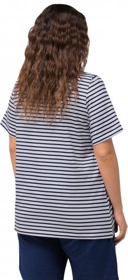 Ulla Popken Palm Tree Embroidered Tee Navy Blue - Potlačené tričká pre ženy - 
