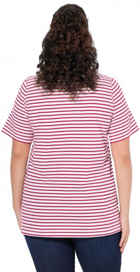 Ulla Popken Palm Tree Embroidered Tee Dark Raspberry - Potlačené tričká pre ženy - 