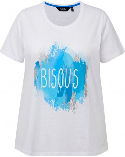 Ulla Popken BISOUS Short Sleeve Graphic Tee Snow White - Potlačené tričká pre ženy - 