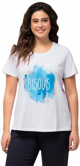 Ulla Popken BISOUS Short Sleeve Graphic Tee Snow White - Potlačené tričká pre ženy - 