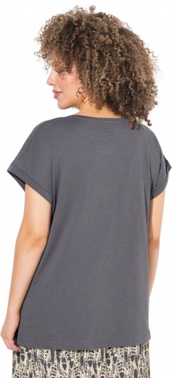 Ulla Popken LOVE Short Sleeve Graphic Tee Graphite Grey - Potlačené tričká pre ženy - 