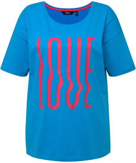 Ulla Popken LOVE Short Sleeve Graphic Tee Sapphire Blue - Potlačené tričká pre ženy - 