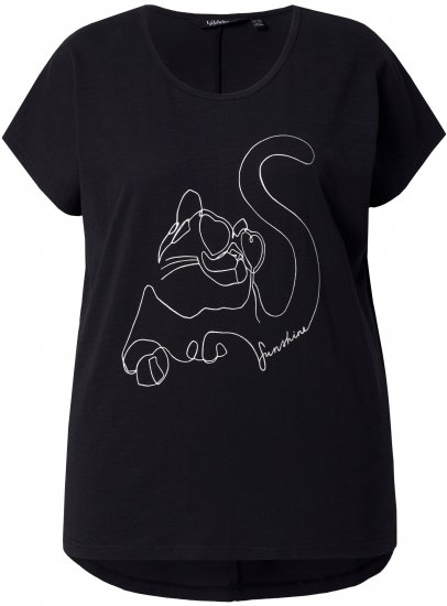 Ulla Popken Metallic Animal Cap Sleeve Graphic Tee Black - Potlačené tričká pre ženy - 