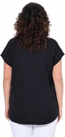 Ulla Popken Metallic Animal Cap Sleeve Graphic Tee Black - Potlačené tričká pre ženy - 