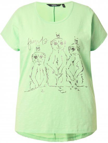 Ulla Popken Metallic Animal Cap Sleeve Graphic Tee Green - Potlačené tričká pre ženy - 