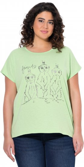 Ulla Popken Metallic Animal Cap Sleeve Graphic Tee Green - Potlačené tričká pre ženy - 