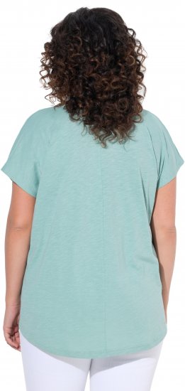 Ulla Popken Metallic Animal Cap Sleeve Graphic Tee Light Green - Potlačené tričká pre ženy - 