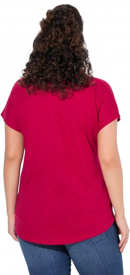 Ulla Popken Metallic Animal Cap Sleeve Graphic Tee Dark Raspberry - Potlačené tričká pre ženy - 