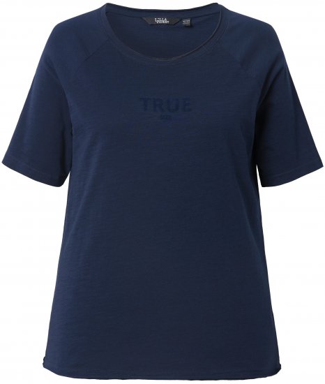 Ulla Popken TRUE Lettering Short Sleeve Tee Navy Blue - Potlačené tričká pre ženy - 