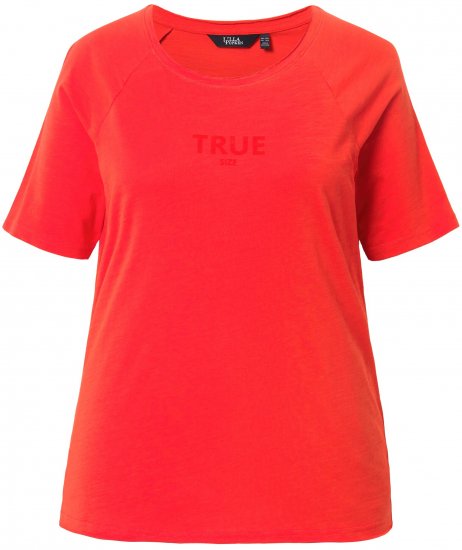 Ulla Popken TRUE Lettering Short Sleeve Tee Neon Red - Potlačené tričká pre ženy - 
