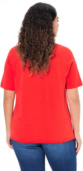 Ulla Popken TRUE Lettering Short Sleeve Tee Neon Red - Potlačené tričká pre ženy - 