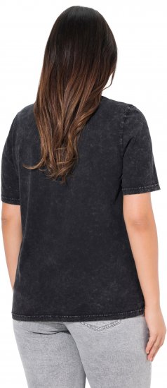 Ulla Popken Easy Short Sleeve Acid Wash Graphic Tee Black - Potlačené tričká pre ženy - 