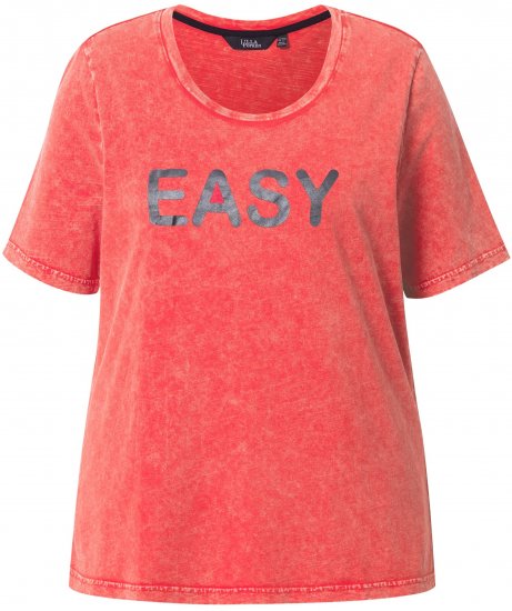 Ulla Popken Easy Short Sleeve Acid Wash Graphic Tee Light Red - Potlačené tričká pre ženy - 