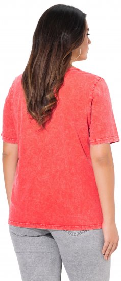 Ulla Popken Easy Short Sleeve Acid Wash Graphic Tee Light Red - Potlačené tričká pre ženy - 