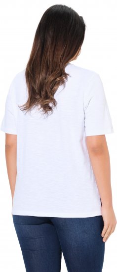 Ulla Popken Flocked Short Sleeve Graphic Tee Snow White - Potlačené tričká pre ženy - 