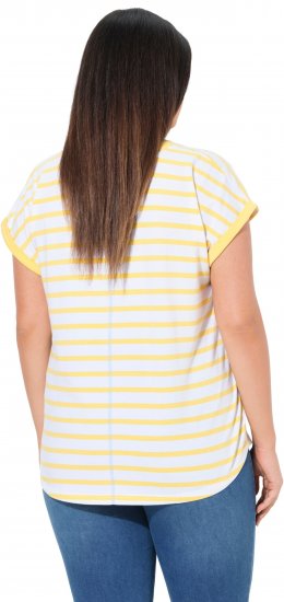 Ulla Popken Striped Short Sleeve Citrus Graphic Tee Sun Yellow - Potlačené tričká pre ženy - 