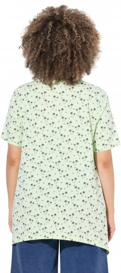 Ulla Popken Palm Tree Print Pointed Hem Tee Lett Lime - Potlačené tričká pre ženy - 