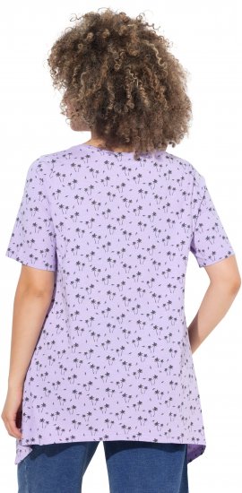 Ulla Popken Palm Tree Print Pointed Hem Tee Lavender - Potlačené tričká pre ženy - 