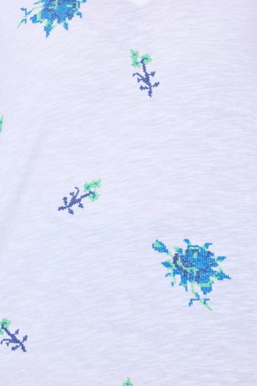 Ulla Popken Cross Stitch Short Sleeve Tee Snow White - Potlačené tričká pre ženy - Dámske tričká s potlačou